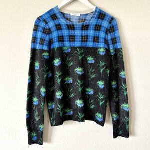 Equipment Cashmere Plaid Floral Sweater